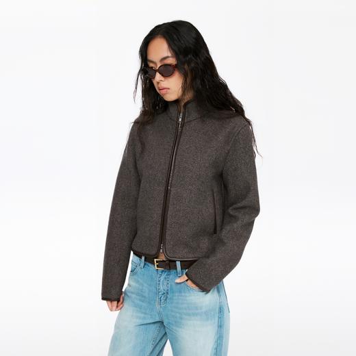 oneup羊毛呢子合身拉链外套 商品图4