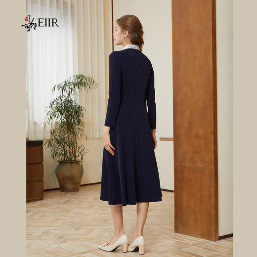 司歌弹力连衣裙秋冬蝴蝶结收腰中长裙A921109Y 商品图3