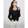 【双𝟭𝟭特卖】熙世界法式木耳边圆领羊毛针织开衫女设计感黑色上衣2025秋季新款 商品缩略图1