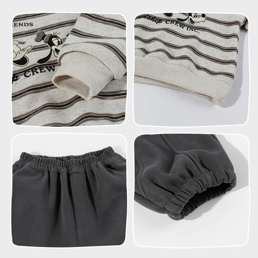 迪士尼 暖系棉服三件套冬季新款防风保暖外套加绒连帽卫衣卫裤三件套ZD4ET009 商品图6