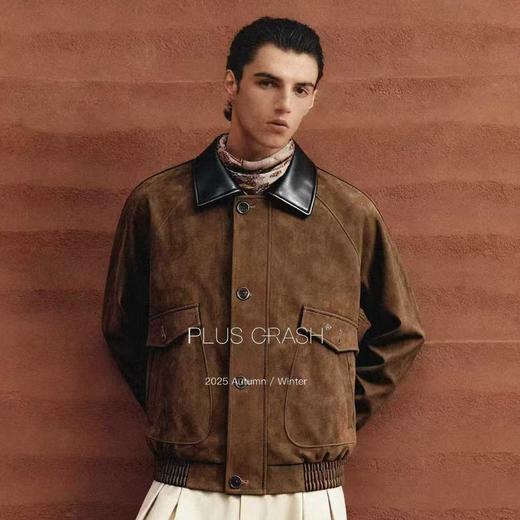 PLUS CRASH冬季新款老钱风拼接外套质感保暖加厚男士休闲夹克外套 商品图0