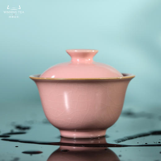 问鼎汝瓷粉汝酌泉二才盖碗 商品图0