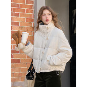 【三石专属】SimpleRetro雪町日记 法式两面穿立领白鸭绒羽绒服女冬季面包服厚