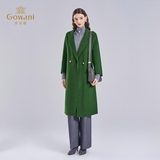 乔万尼重磅绵羊毛大衣复古绿色毛呢外套EF4A146 商品图3