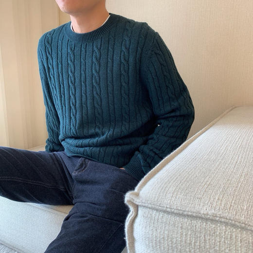 1031-1 亲戚工厂 一手渠道货 BS 棉/羊毛混纺 柔软亲肤 麻花针织毛衣 老朱穿L 商品图14