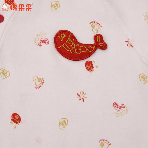 棉果果冬季新品莫代尔牛奶纤维66-90码柔软顺滑新年爬衣对开连体衣M501722425655 商品图3