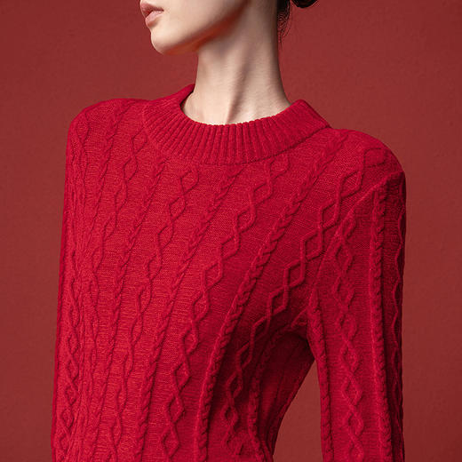 【林栖设计小店】收腰毛织上衣麻花荷叶摆2025秋冬新款毛衣女1954051 商品图7