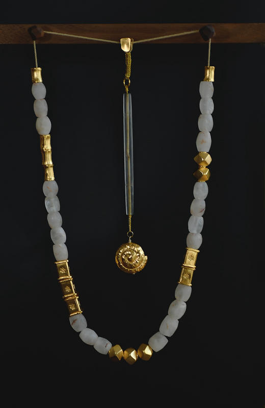 高估水晶桶珠老水晶管银鎏金配件项链 商品图1