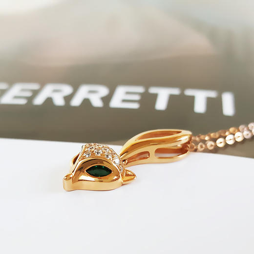 【天然正品】AU750玫瑰金简约时尚狐狸造型吊坠项链 链长：45CM（长度可调节）女士191025TJ60 商品图4