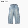 PINLI品立春季新款男士美式高街复古宽松直筒休闲牛仔长裤潮GD253116142 商品缩略图3