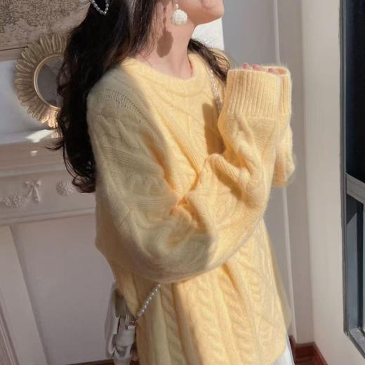 【YW】无忧购温柔系秋冬软糯百搭奶蓝色圆领麻花宽松套头毛衣23289（截单后3-5天发货） 商品图5