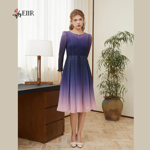 司歌渐变网纱长袖春秋连衣裙A921097X 商品图4