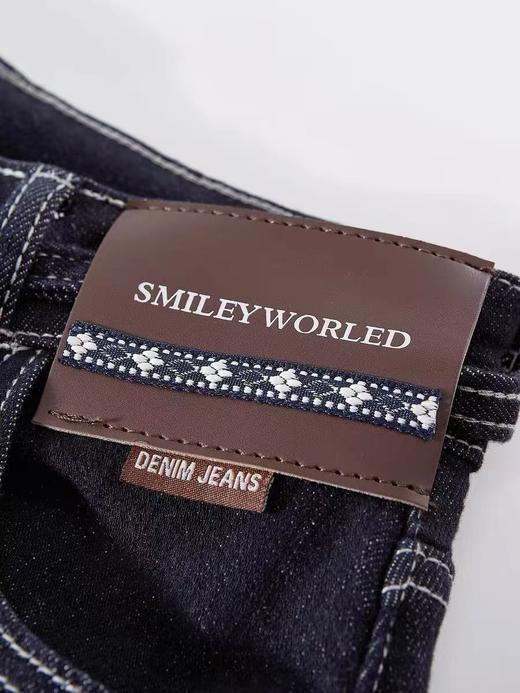 【牛仔裤】（小个子款）7758高弹力丹宁蓝腰绳牛仔裤直筒裤-喜出 商品图4