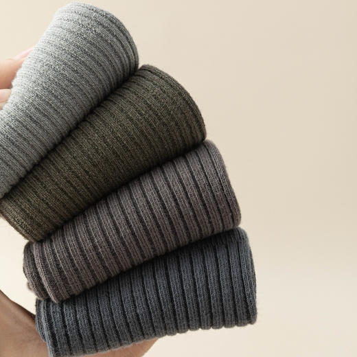 4双装！秋冬素色中筒棉袜男袜 黑灰咖色系沉稳百搭 商品图2