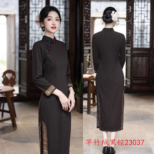 复古中国风长款旗袍，改良新中式高级感气质旗袍SYK23037 商品图2
