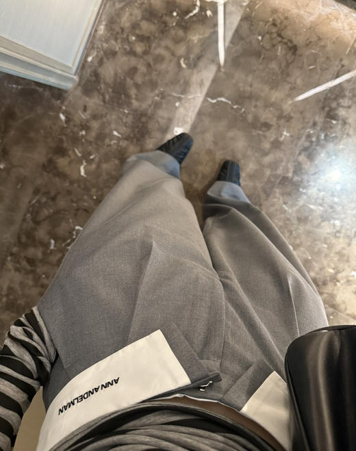 原厂ann 厚款翻腰阔腿裤精纺羊毛直筒裤103010 商品图4