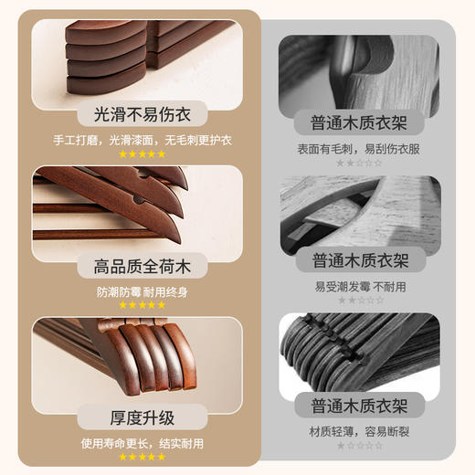 摩登主妇实木衣架防滑加宽承重衣挂家用木质晾衣架正反挂西装挂架 商品图4