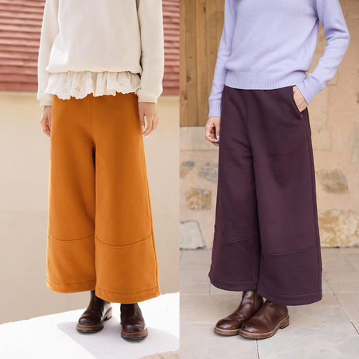 特绽放763朵/活力橙彩色卫裤·加绒加厚宽松阔腿拼接分割休闲裤冬 商品图0