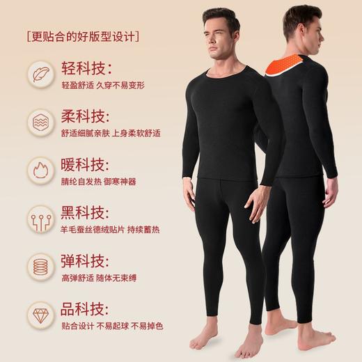 老爷车-男女款锁温羊毛+桑蚕丝保暖内衣套装 高弹零压力/温暖无负重/活动更自如 重点部位升温贴片更暖心 商品图1