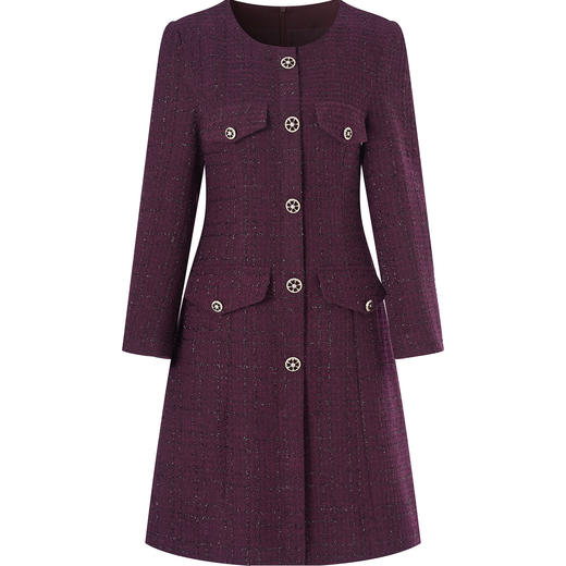 「高货wl」全新升级【铂金会员358/天猫479/差价121】(03322)洛诗琳轻奢名媛小香风连衣裙2025秋冬重工亮丝粗花呢A字裙 商品图3