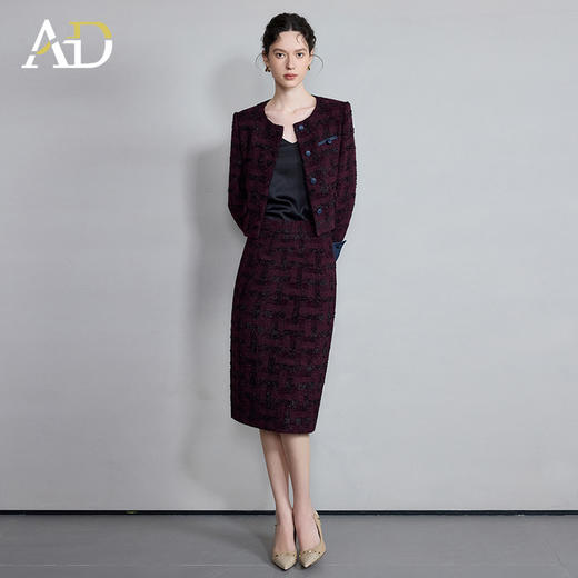 AD韩系高级感穿搭套装小个子时尚洋气两件套圆领外套新款职业套裙 商品图0