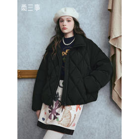 【暖冬内购】两三事梵高文艺 冬日默片 2025冬季新款时尚高领黑色羽绒服女宽松