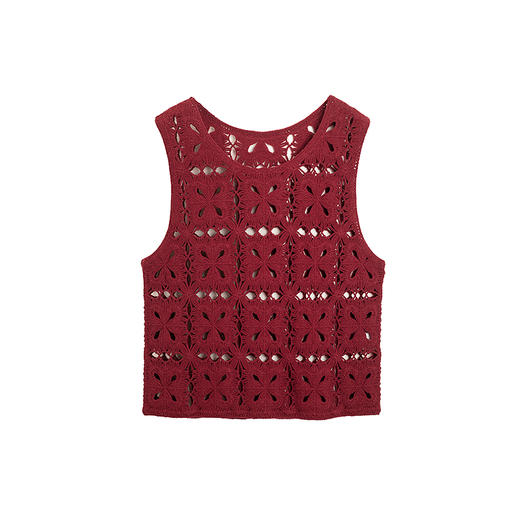 【林栖设计小店】（现货）镂空毛织马夹多色优雅百搭肌理感2025秋冬新款无袖上衣女G1954258 商品图8