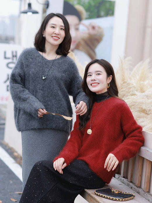 一姐私服 冬日氛围感神器 重磅花纱 双面拉绒羊绒羊毛衫 商品图2