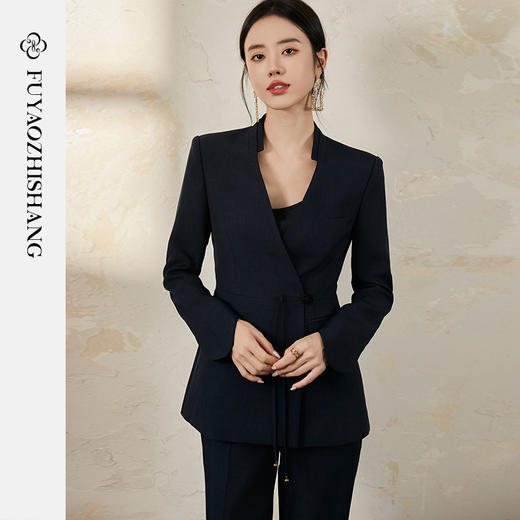 【定制款】松弛静奢新中式盘扣西装微喇裤两件套定制款不支持退换 商品图0