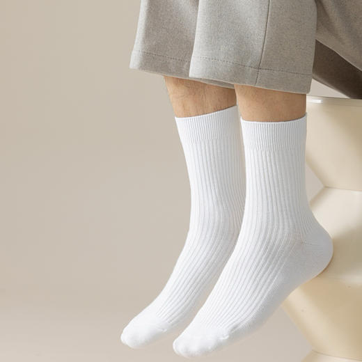 4双装！秋冬素色中筒棉袜男袜 黑灰咖色系沉稳百搭 商品图7