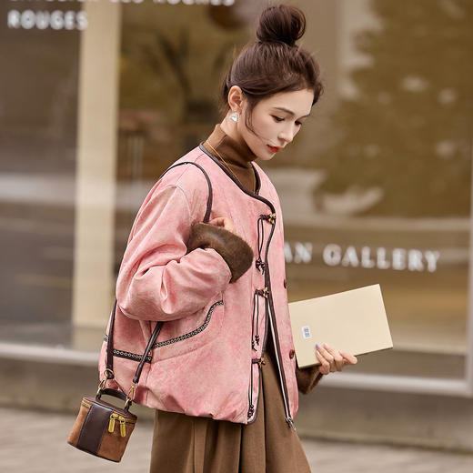 新中式国风提花羽绒服，优雅复古气质白鸭绒短款外套HR-GJC5513 商品图1