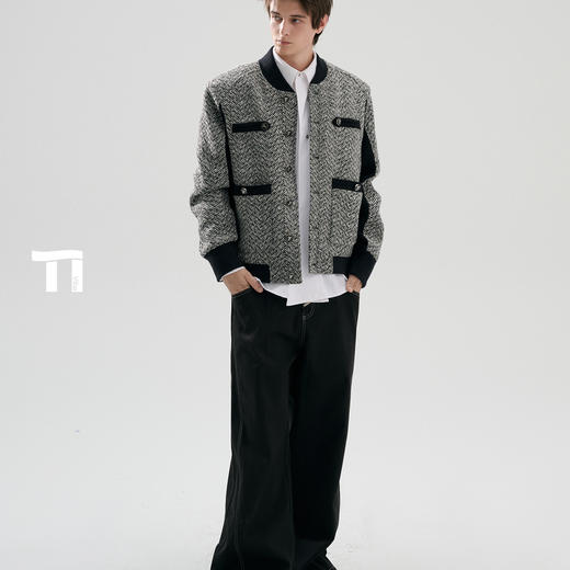 启世录TIWILLTANG“旎霁陨域”高智矜典粗花呢拼接夹克 商品图4