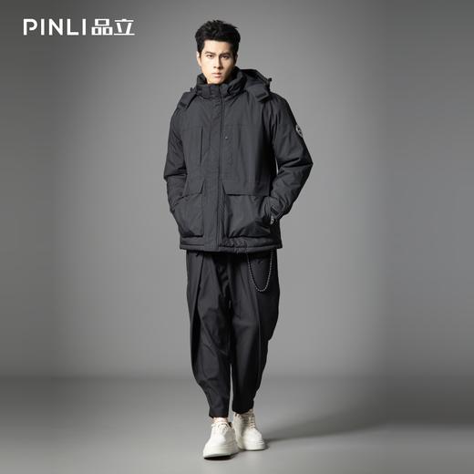 PINLI品立2025秋冬新款可拆卸连帽棉服外套潮男宽松工装休闲棉衣GD253105164 商品图1