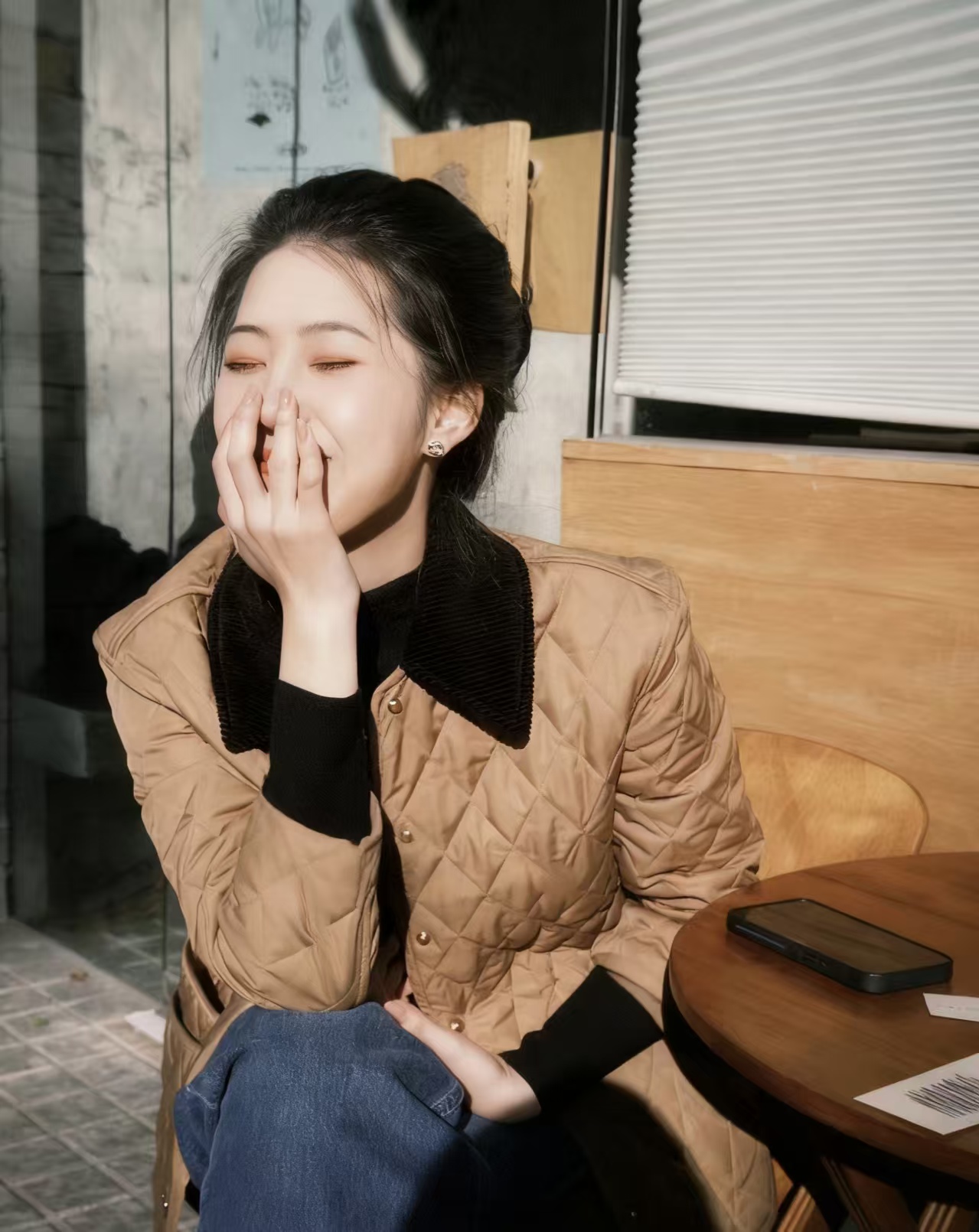 代工厂B家风格菱形夹羊毛工装外套