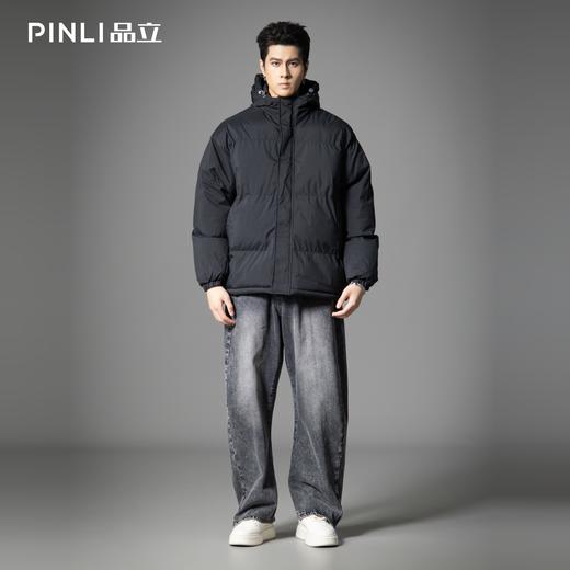 PINLI品立2025冬季新款宽松连帽黑色棉衣外套男潮牌百搭休闲棉服GD253105166 商品图1