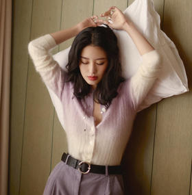 𝐛𝐚&𝐬𝐡 紫色渐变羊毛开衫&套头圆领衫102810