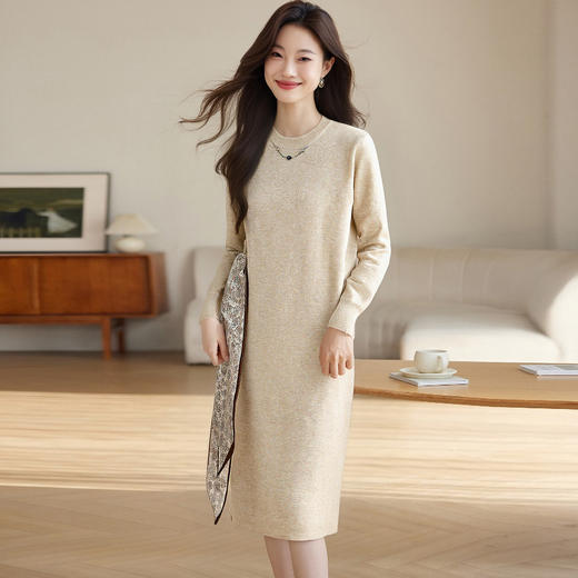配大衣打底针织连衣裙，设计感法式小香风高级感内搭毛衣裙子CC-ML-9983 商品图0