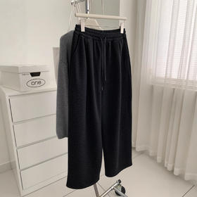 复古暗黑小豹纹阔腿裤！2025女慵懒垂感厚实保暖羊毛直筒休闲裤秋冬长裤！