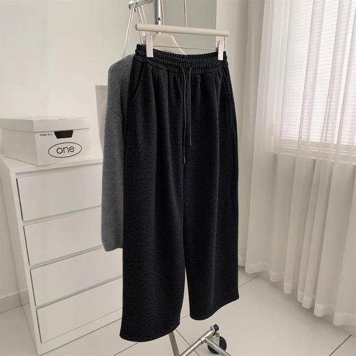 复古暗黑小豹纹阔腿裤！2025女慵懒垂感厚实保暖羊毛直筒休闲裤秋冬长裤！ 商品图0