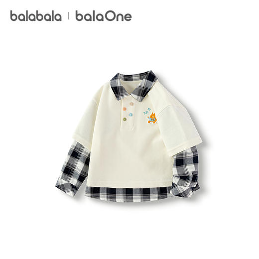 巴拉巴拉童装男童卫衣格纹拼接假两件长袖上衣2025新款秋装学院风 商品图4