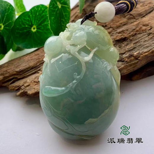 派瑞翡翠 翡翠手把件 糯加绿 商品图2