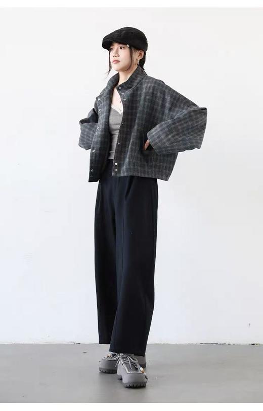 🔥【休闲裤】9029磨毛绒立体廓形量感天丝棉休闲裤女秋季百搭独特九分西装阔腿裤-喜出 商品图1