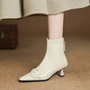 【预售5天】法式山茶花软羊皮高跟短靴女新款包腿显瘦尖头弹力瘦瘦靴DS&661 商品缩略图3