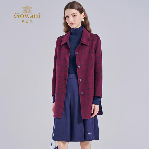 乔万尼新品绵羊毛大衣简约格纹设计感EI4A583 商品图1