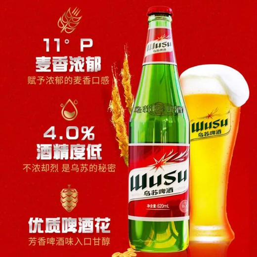 【啤酒】乌苏 啤酒11°P 620ml/瓶 商品图0