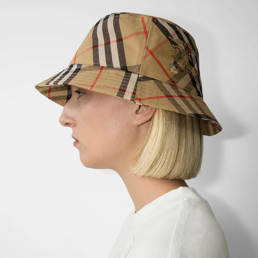BURBERRY 巴宝莉 男女同款马术骑士徽标刺绣格纹渔夫帽 格子 8100740 B9368 商品图4