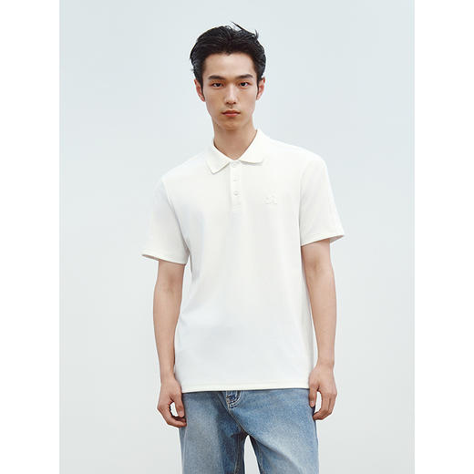 GXG男装 肌理感肩部提花polo衫男士上衣简约翻领短袖T恤 25夏新品 商品图2