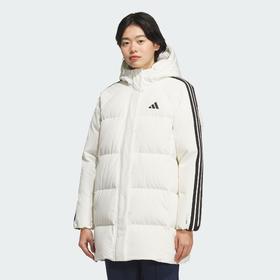Adidas阿迪达斯MID LENGTH DOWN JACKET 女子中长款三条纹羽绒服600蓬鸭绒KC2485