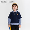 巴拉巴拉童装男童卫衣格纹拼接假两件长袖上衣2025新款秋装学院风 商品缩略图1