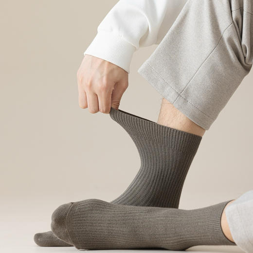 4双装！秋冬素色中筒棉袜男袜 黑灰咖色系沉稳百搭 商品图6